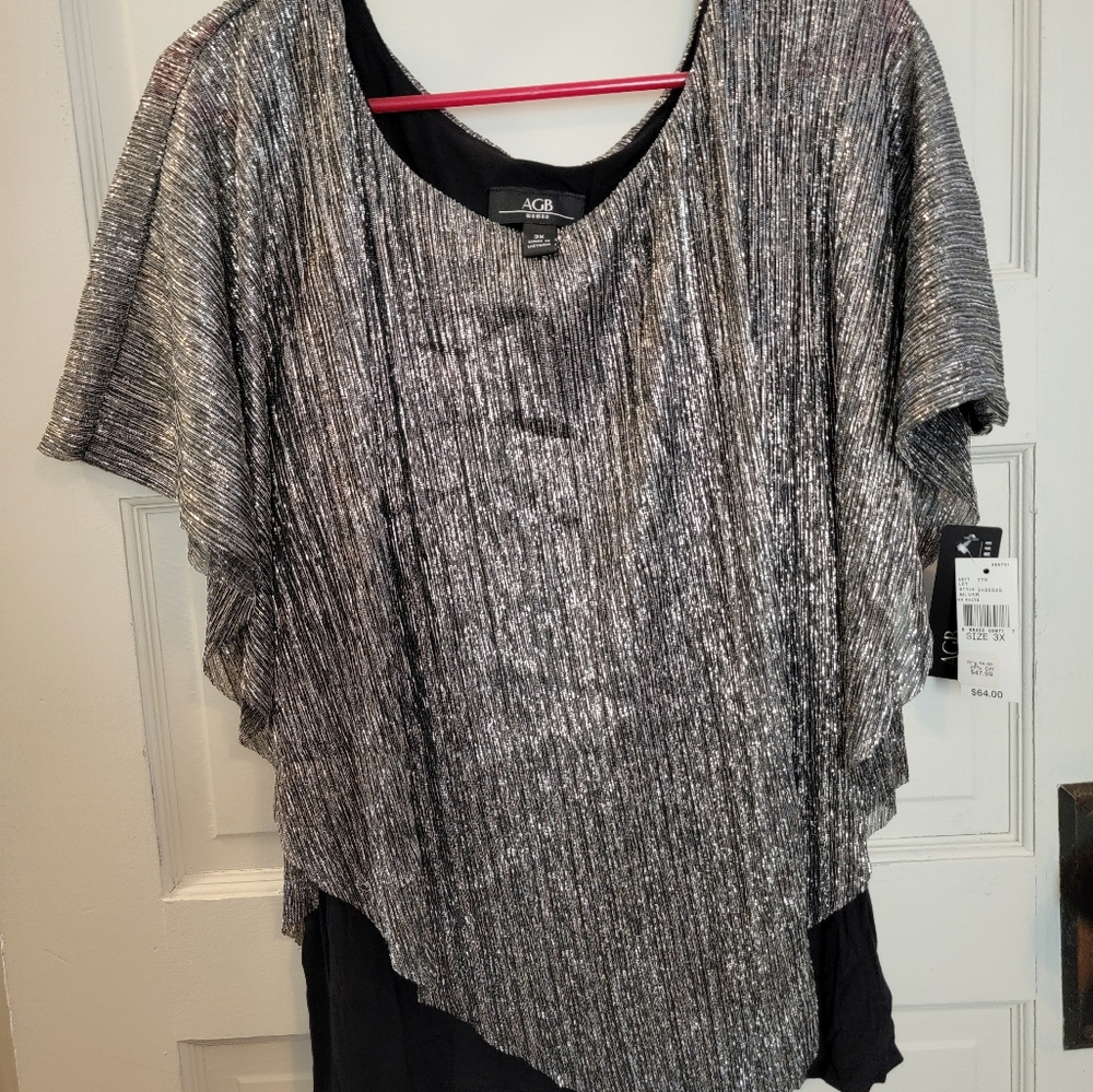 AGB Women's Silver and Black Top